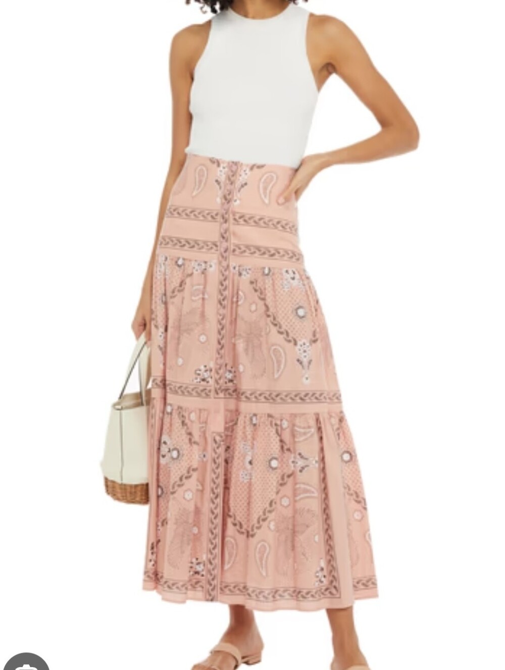 Sandro Pink Paisley Maxi Skirt